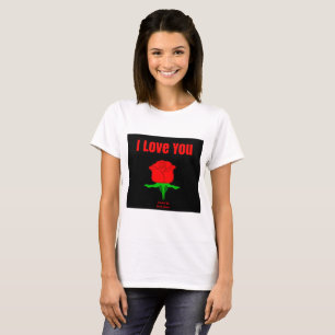 Röd ros I Kärlek, du är damvite T-Shirt