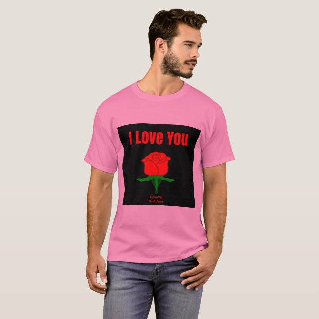 Röd ros I Kärlek Du Manar Rosa T Shirt (Hel framsida)