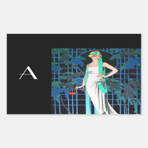 RÖD ROS I KVÄLL,ART BEAUTY MODE MONOGRAM REKTANGULÄRT KLISTERMÄRKE