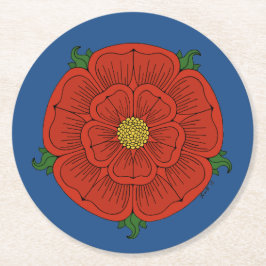 Röd ros i Lancaster Underlägg Papper Rund