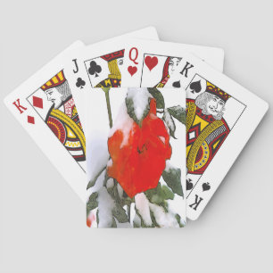 RÖD ROS i SNÖ Casinokort