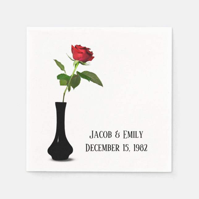 Röd ros i Svarta Vas Pappersservett (Framsidan)