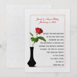 Röd ros i vas för Bröllop Vow Renewal Inbjudningar