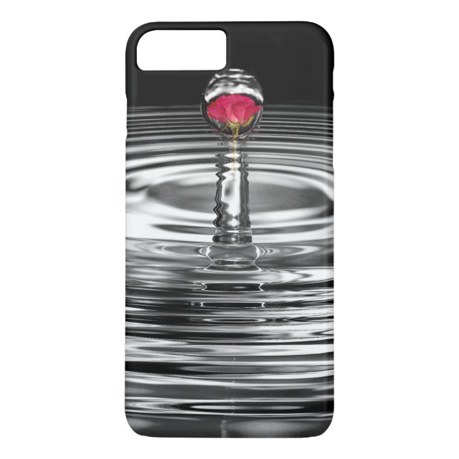 röd ros i vatten droplet Case-Mate iPhone skal (Baksida)