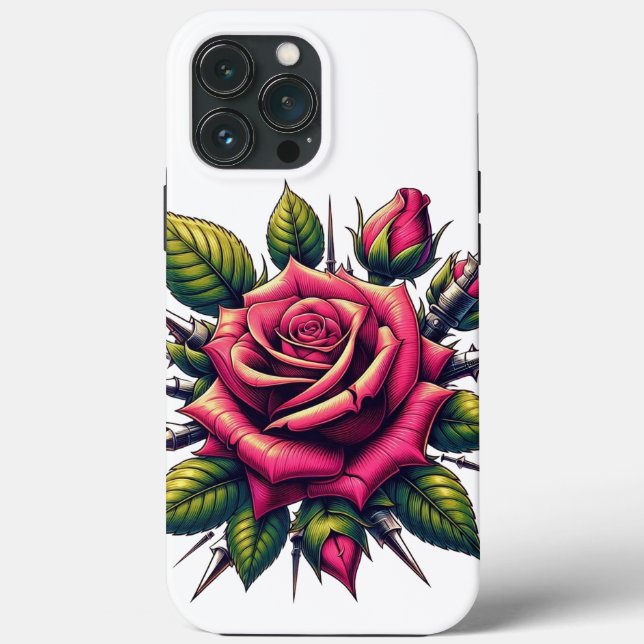 Röd Ros iPhone 13 Pro Max Fodral (Baksida)
