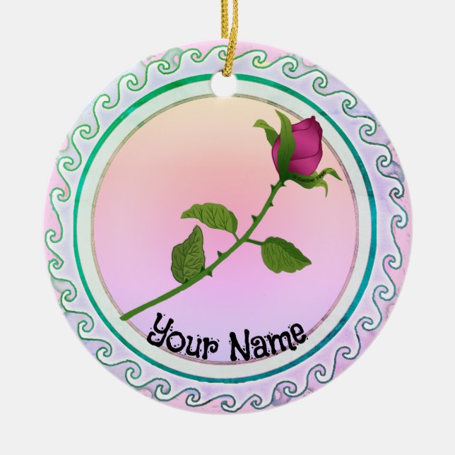 Röd ros julgransprydnad keramik (Framsidan)