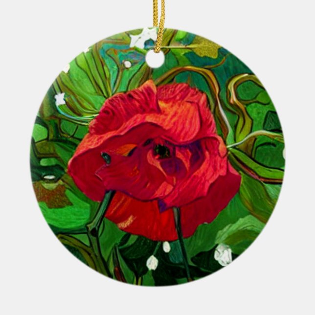RÖD ROS  JULGRANSPRYDNAD KERAMIK (Framsidan)