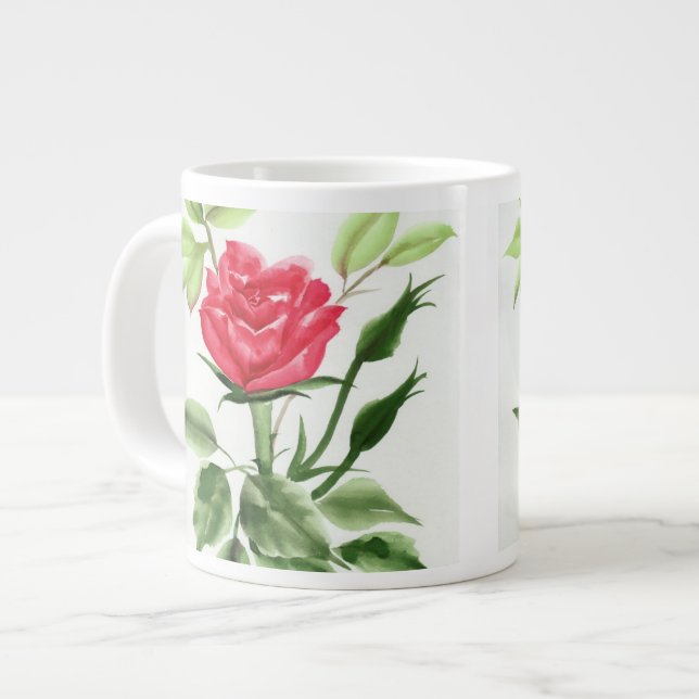 Röd ros jumbo mugg (Framsida vänster)