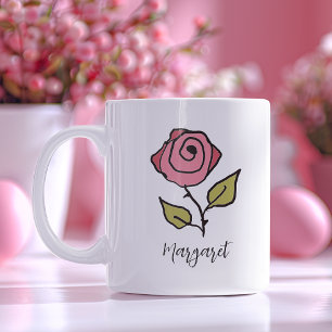 Röd ros Juni Birthday Flower Unik Blommigt Kaffemugg