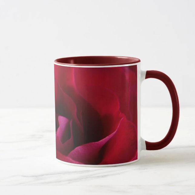 Röd Ros Kaffe Kopp Vacker Röd Ros Koppar (Höger)