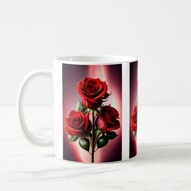 Röd ros kaffemugg (Vänster)