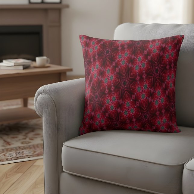 Röd Ros Kalejdoskop Blommönster Kudde (Skapare uppladdad)