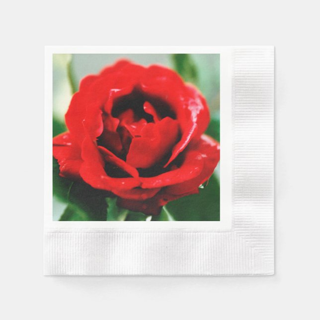 Röd ros Kärlek Pappersservett (Framsidan)