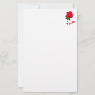 Röd ros Kärlek You Stationery Brevpapper