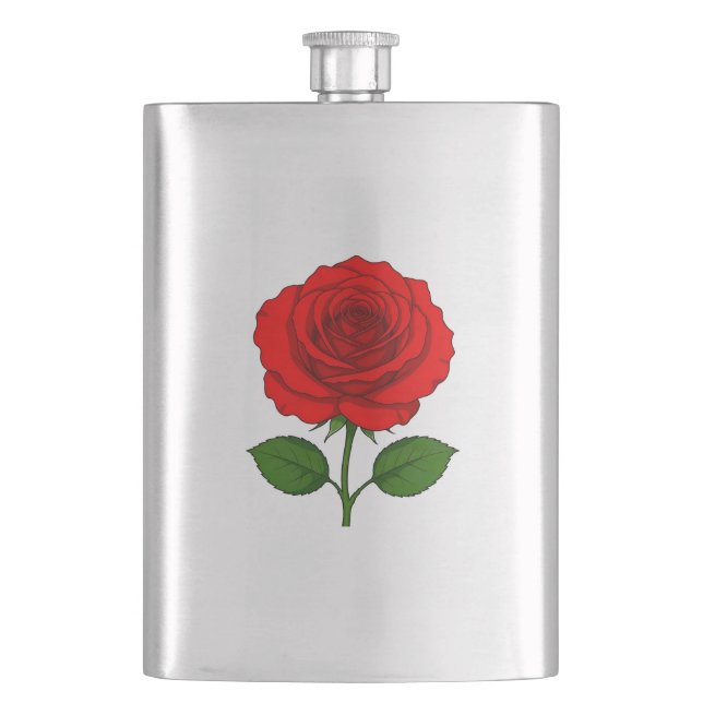 Röd Ros Klassisk Flask Fickplunta (Framsidan)