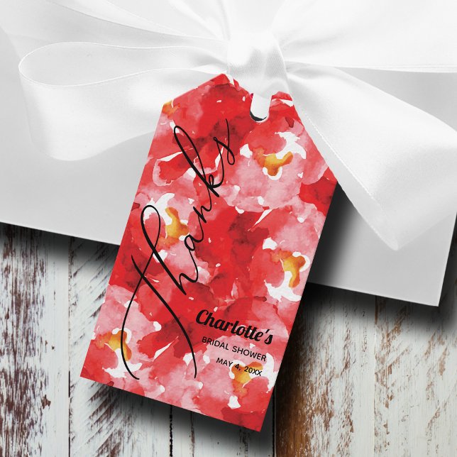 Röd Ros Kollage Tack Presentkort Presentetikett (Red roses collage bridal shower personalized thank you favor gift tags)