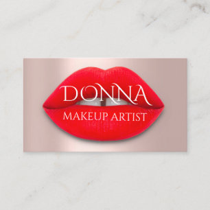 Röd ros Läppar QR Logotyp Makeup Artist Visitkort