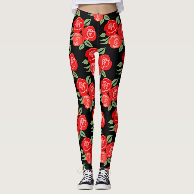 Röd ros Leggings (Framsida)