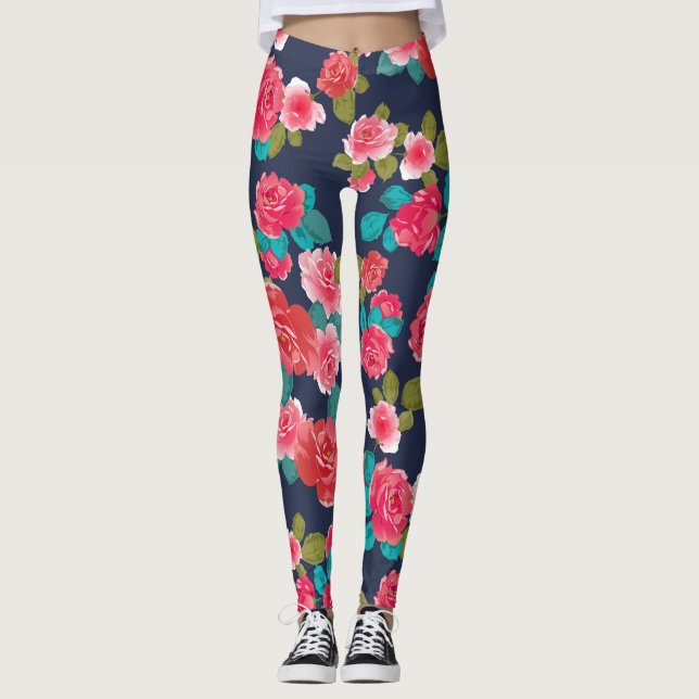 Röd ros leggings (Framsida)