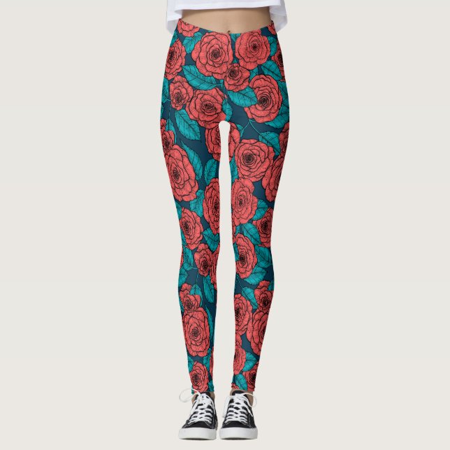 Röd ros leggings (Framsida)