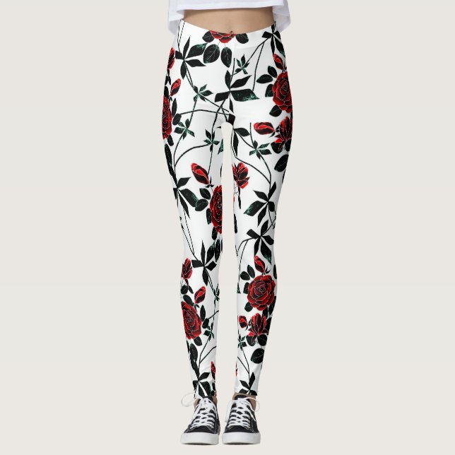 Röd ros leggings (Framsida)
