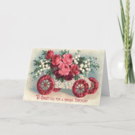 Röd ros liljekonvalj glömmigeblomma bil kort