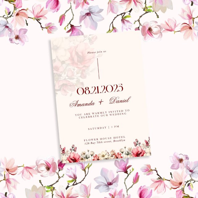 Röd ros Luxury Aesthetic Bröllop Inbjudningar (Skapare uppladdad)