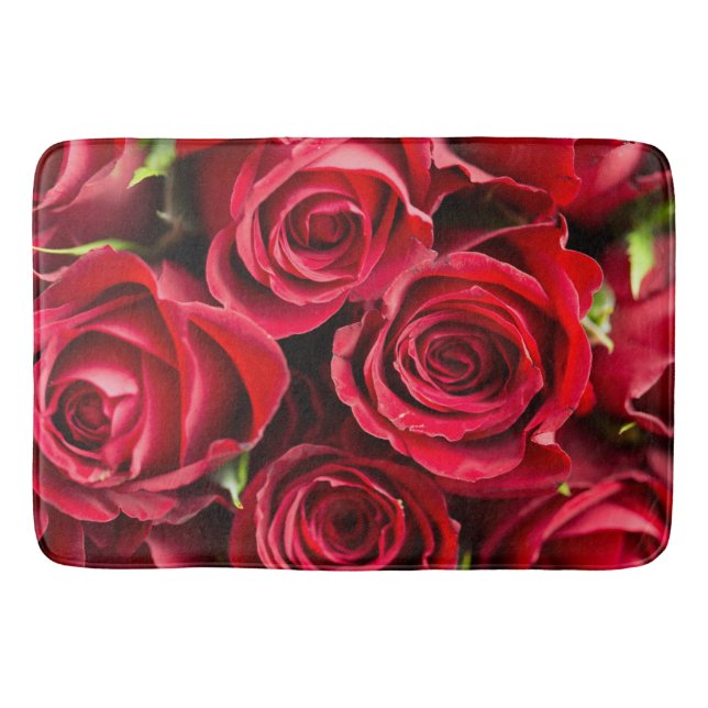 Röd ros Luxury Bath Mat Badrumsmatta (Framsidan)