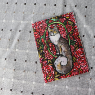 Röd ros Maine Coon Kattunge Art Ro Garden Cat Kort