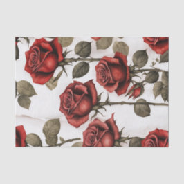 Röd ros Marble Blommigt Decoupage Papper