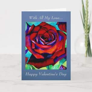 Röd ros med alla mina Kärlek Valentine Helgkort