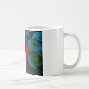 Röd ros med blå toner kaffemugg