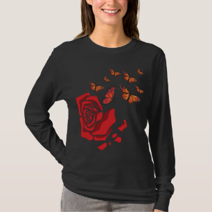 Röd ros med butterflies Garden Gardener Flowers T Shirt