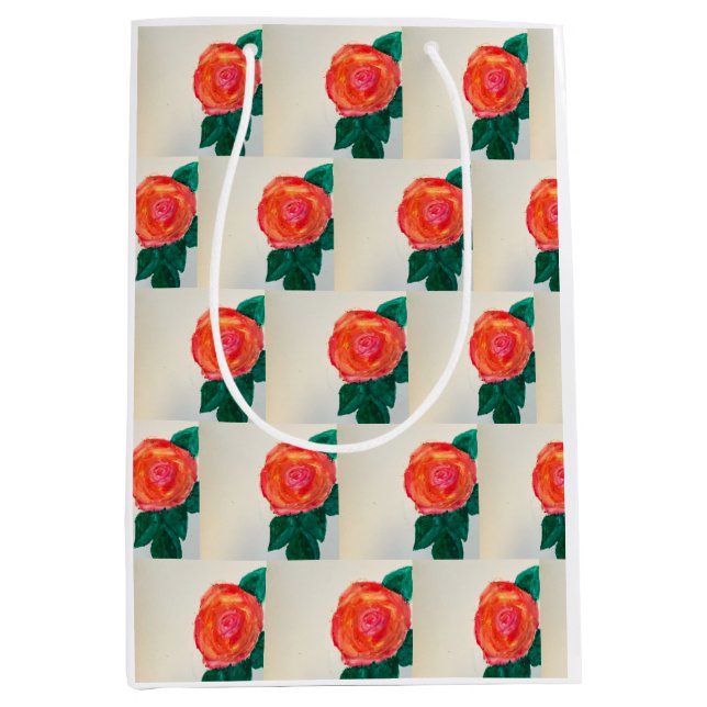 Röd ros med gröna blad (Framsidan)