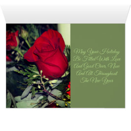 Röd ros med Grönt Helgdag som Hälsningskort