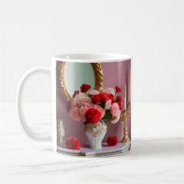 Röd ros med Spegel, Romantik Kaffemugg