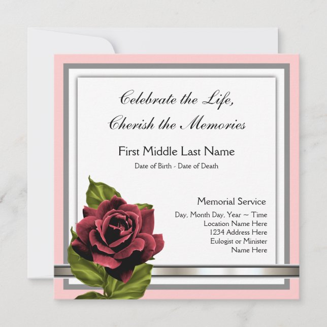 Röd ros meddelande inbjudningar (Framsida)