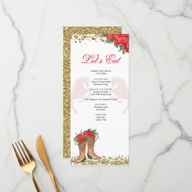 Röd ros mexikanskt Mis Quince Menu Meny (Fram/Back In Situ)