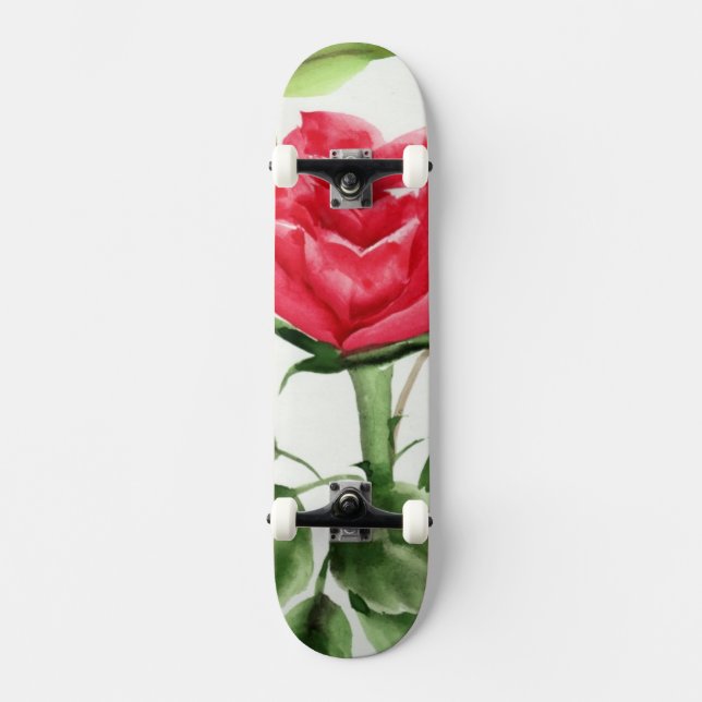 Röd ros mini skateboard bräda 18,7 cm (Framsida)