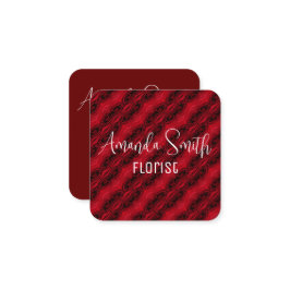 röd ros mönster fyrkantigt visitkort