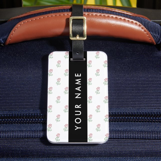 Röd ros, Mönster i Ro, ditt namn Bagagebricka (Framsida Insitu 2)