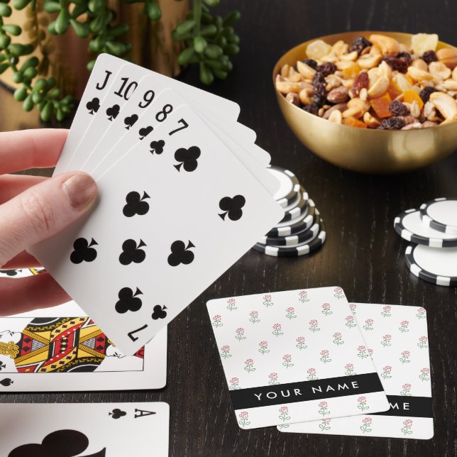 Röd ros, Mönster i Ro, ditt namn Casinokort (På plats)