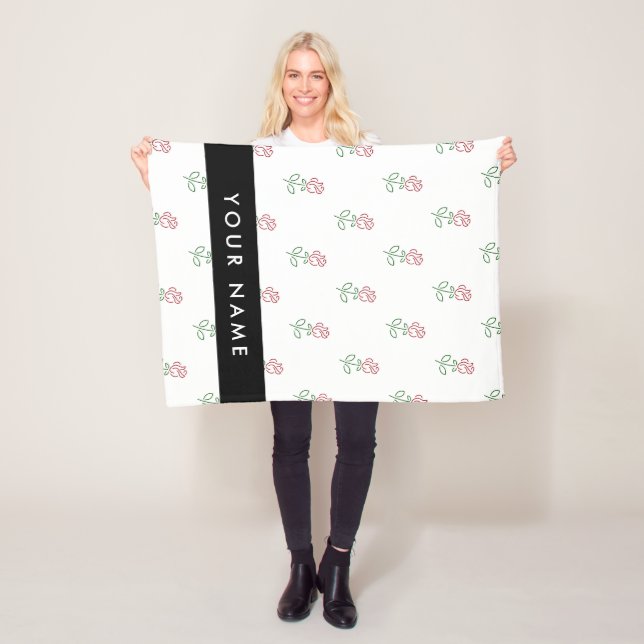 Röd ros, Mönster i Ro, ditt namn Fleecefilt (På plats)