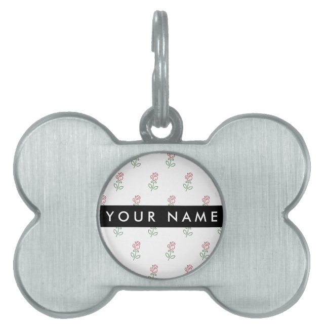Röd ros, Mönster i Ro, ditt namn ID-bricka Husdjur (Framsidan)