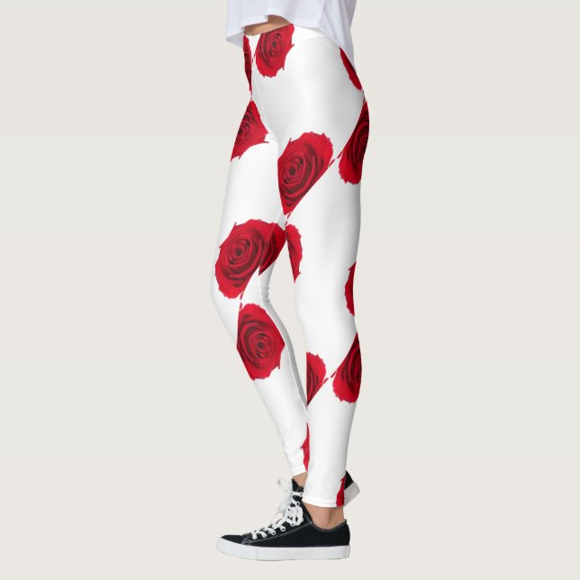 röd ros mönster leggings (Vänster)