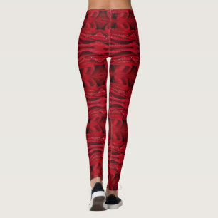 röd ros mönster leggings
