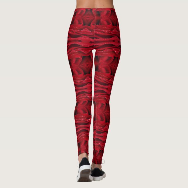 röd ros mönster leggings (Baksida)