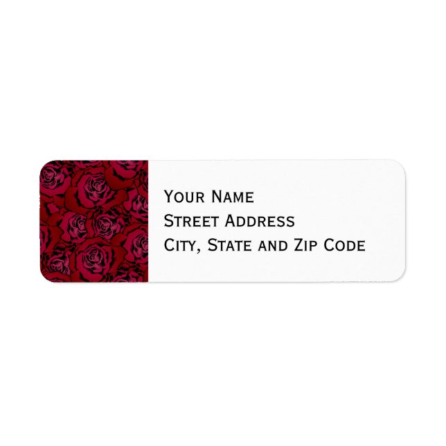 Röd ros Mönster Returadress Etikett (Framsidan)