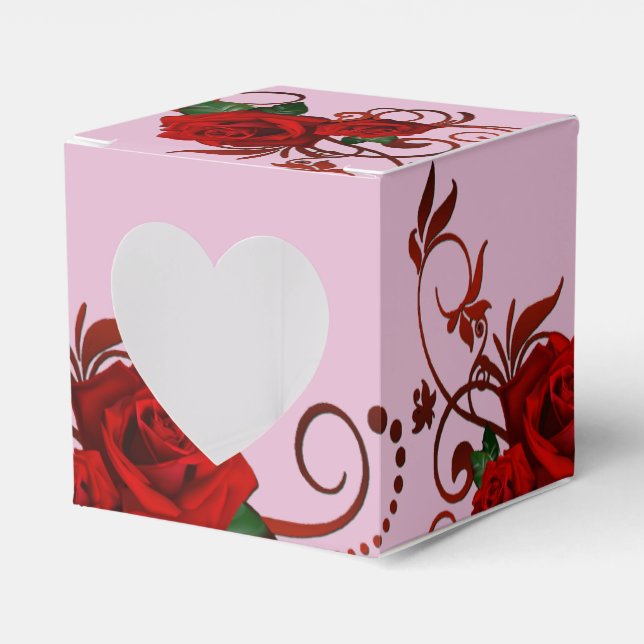 Röd ros Mönster Rosa Heart-favoritruta Presentaskar (Framsidan Sidan)
