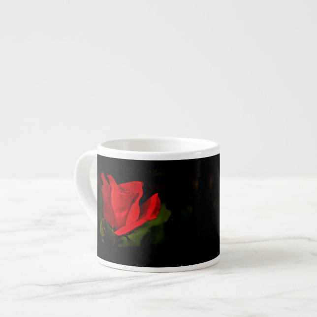 Röd ros - Mörk passion Espressomugg (Framsida vänster)